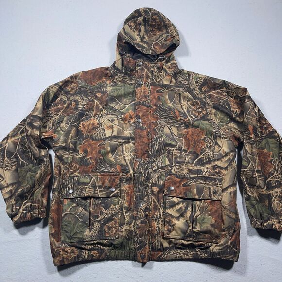 AGO‎ All Game Outfitters Hunting Jacket Mens Size XL Camo Hooded Full Zip Mossy - Picture 2 of 10